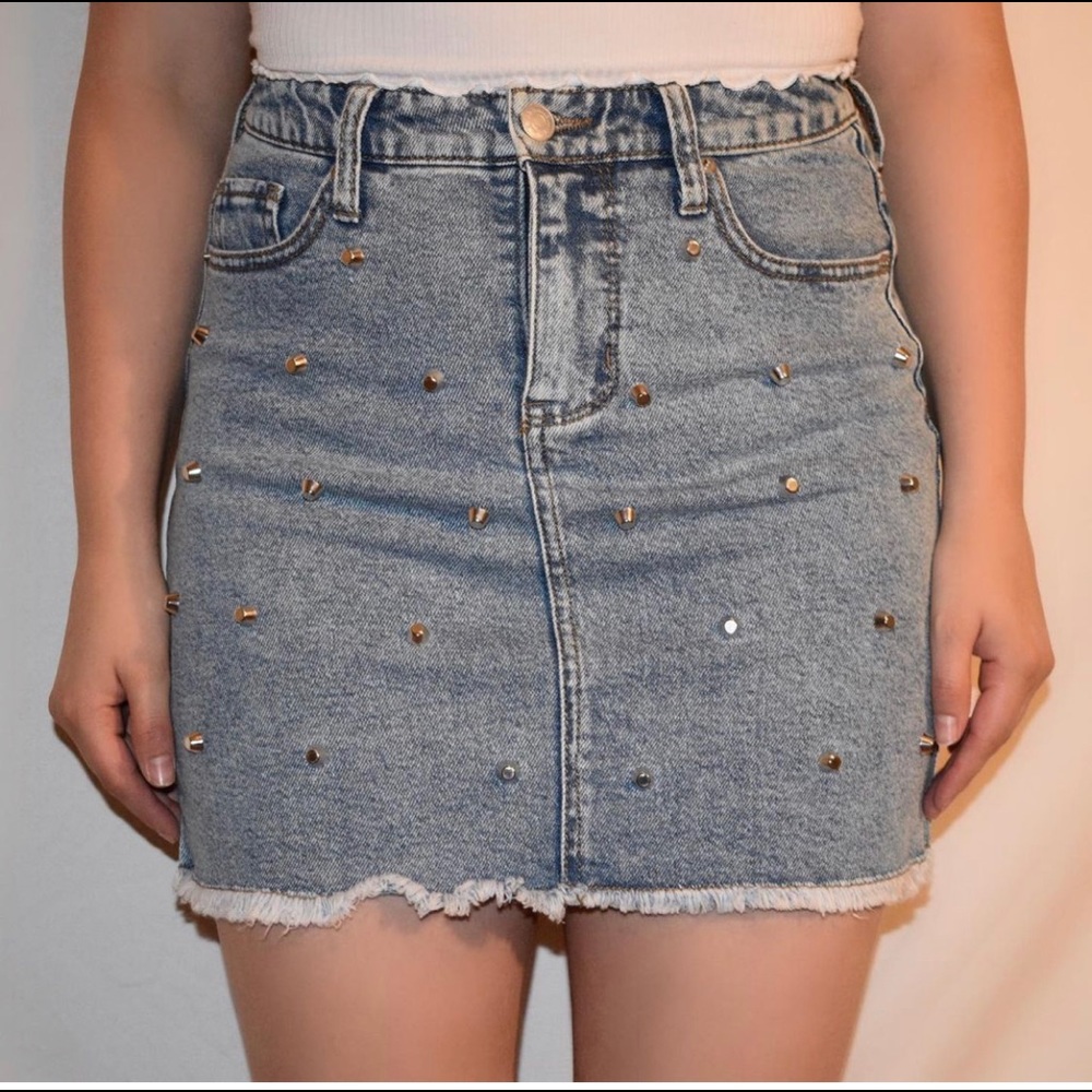Denim Studded Skirt